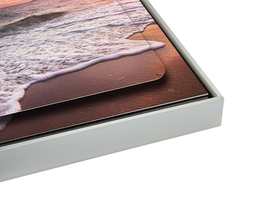 Double Float Metal Print with a Light Pewter Modern Metal Float Frame